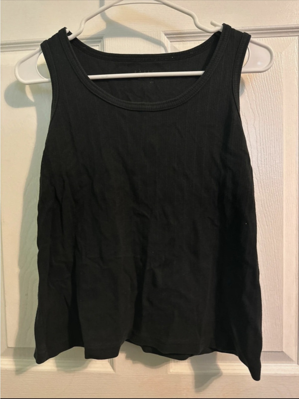 Basic Editions Black Ribbed Scoop Tank